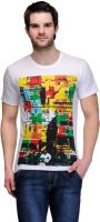 Teesort Graphic Print Men's Round Neck White T-Shirt