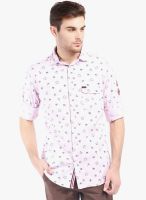 Vintage Pink Printed Slim Fit Casual Shirt