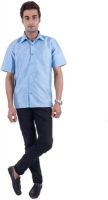Warrior Men's Solid Casual Light Blue Shirt