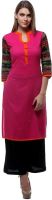 We Desi Casual Self Design Women's Kurti(Pink, Black)