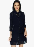 20dresses Blue Colored Solid Shift Dress