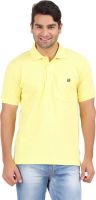 4thneed Solid Men's Polo Neck Yellow T-Shirt