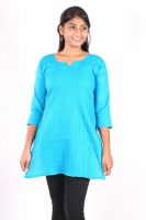 Aashitha Casual Solid Women's Kurti(Light Blue)