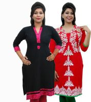 Aavaya Fashion Casual Printed Women's Kurti(Pack of 2, Multicolor)