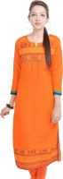Adesa Casual Solid Women's Kurti(Orange)