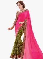 Admyrin Pink Printed Saree