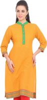 Adyana Festive, Party Self Design Women's Kurti(Yellow)