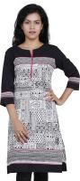 AkFa Casual Printed Women's Kurti(Black) AkFa Casual Printed Women's Kurti(Black)