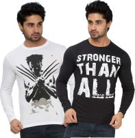 Alan Jones Graphic Print Men's Round Neck Black, White T-Shirt(Pack of 2)