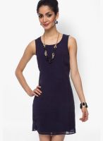 Alibi Navy Blue Colored Solid Bodycon Dress