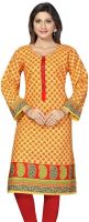 Amba Kurtis Casual Printed Women's Kurti(Yellow)