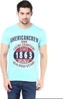 American Crew Printed Men's Round Neck Light Blue T-Shirt