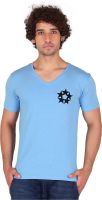 Anger Beast Printed Men's V-neck Light Blue T-Shirt