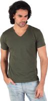 Anger Beast Solid Men's V-neck Green T-Shirt