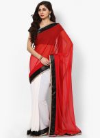 Aum White Half And Half Saree