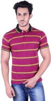 Austin Wood Striped Men's Polo Neck Pink T-Shirt Austin Wood Striped Men's Polo Neck Pink T-Shirt