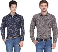 Ausy Men's Printed Casual Multicolor Shirt(Pack of 2)