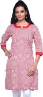 Avignya Printed Women's Kurti(Red)