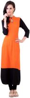 Bebo Casual Solid Women's Kurti(Orange)
