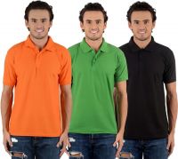 Blaze Solid Men's Polo Neck Multicolor T-Shirt(Pack of 3)