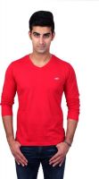 Bridge Solid Men's V-neck Red T-Shirt