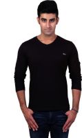 Bridge Solid Men's V-neck Black T-Shirt