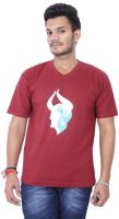 British Terminal Self Design Men's V-neck Maroon T-Shirt