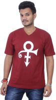 British Terminal Self Design Men's V-neck Maroon T-Shirt