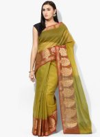 Bunkar Green Embroidered Super Net Saree