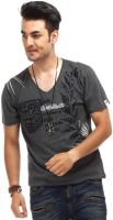 Chlorophile Printed Men's V-neck Grey T-Shirt