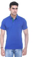 Colors and Blends Solid Men's Polo Neck Blue T-Shirt