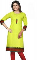 Cosmixstores Casual Printed Women's Kurti(Light Green)