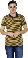 Crux&Hunter Striped Men's Polo Neck Yellow T-Shirt