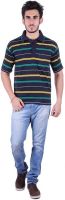 Dearclass Striped Men's Polo Neck Multicolor T-Shirt