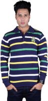 Dezyn Striped Men's Polo Neck Multicolor T-Shirt Dezyn Striped Men's Polo Neck Multicolor T-Shirt