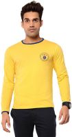 Ebry Solid Men's Round Neck Yellow T-Shirt