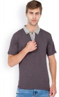 Elaborado Solid Men's Polo Neck Grey T-Shirt