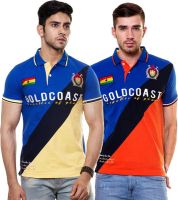 Enquotism Solid Men's Polo Neck Multicolor T-Shirt(Pack of 2)