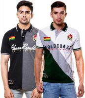 Enquotism Solid Men's Polo Neck Multicolor T-Shirt(Pack of 2)