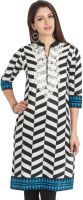 FAA Casual Printed, Self Design Women's Kurti(Black, White)