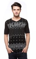 Fasnoya Printed Men's V-neck Black T-Shirt