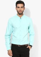 Forca By Lifestyle Aqua Blue Slim Fit Casual Shirt