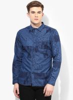 Forca By Lifestyle Blue Slim Fit Casual Shirt