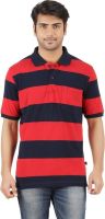 Furore Striped Men's Polo Neck Red, Dark Blue T-Shirt