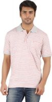 Furore Striped Men's Polo Neck Pink, White T-Shirt