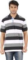 Furore Striped Men's Polo Neck Black, White T-Shirt