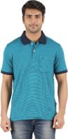 Furore Striped Men's Polo Neck Blue T-Shirt