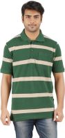 Furore Striped Men's Polo Neck Green, Beige T-Shirt