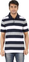 Furore Striped Men's Polo Neck Dark Blue, White T-Shirt