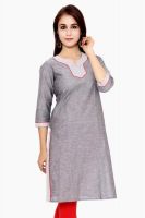 GMI Casual Solid Women's Kurti(Grey)